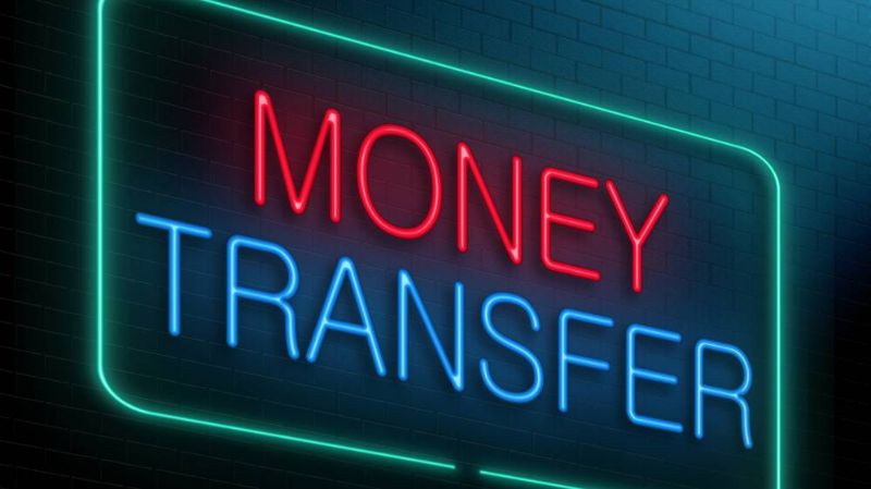 Letrero de neón de transferencia de dinero